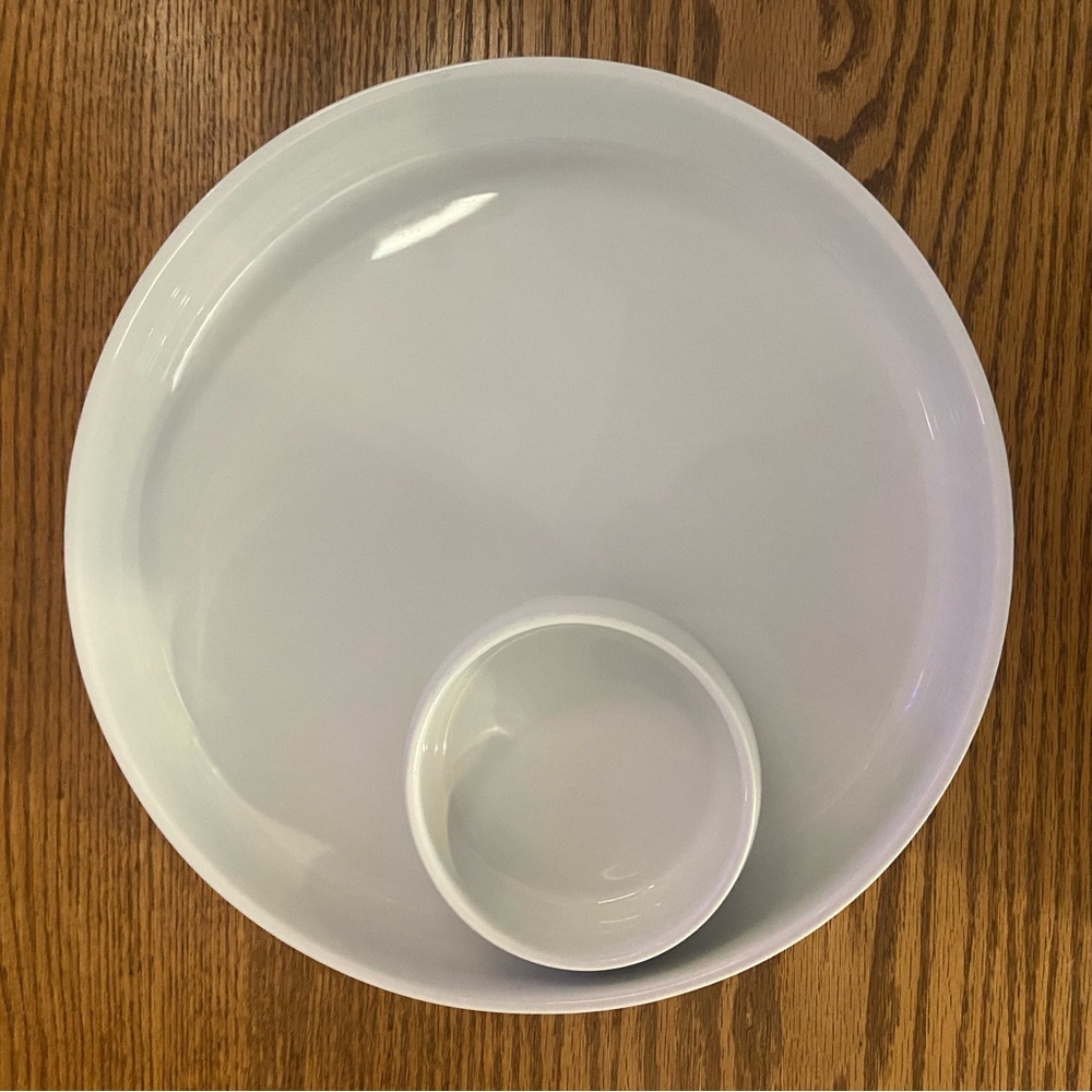 White Crate & Barrel Chip and Dip Server